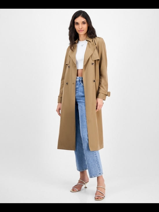 Guess Jackets & Blazers - Guess Eco Women's Tan Double-Breasted Coat Women's Maya Unstructured Trench